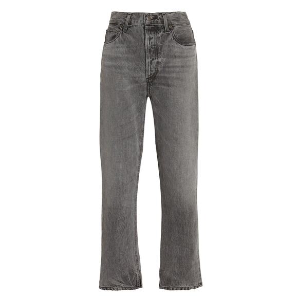 Agolde Riley High-Rise Straight Cropped Jeans - 28 Black